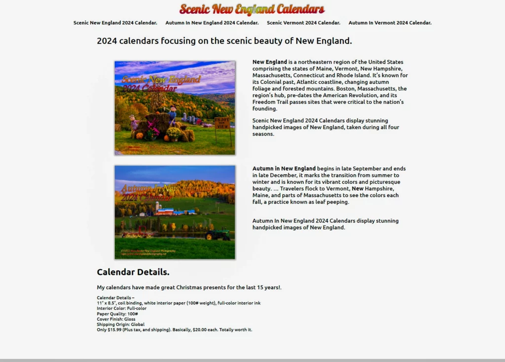 New England Calendars
